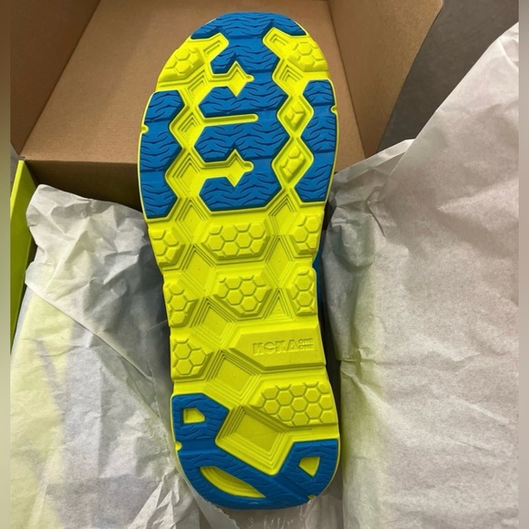 New Hoka Neon Yellow and Blue Athletic Shoes - Picture 4 of 7